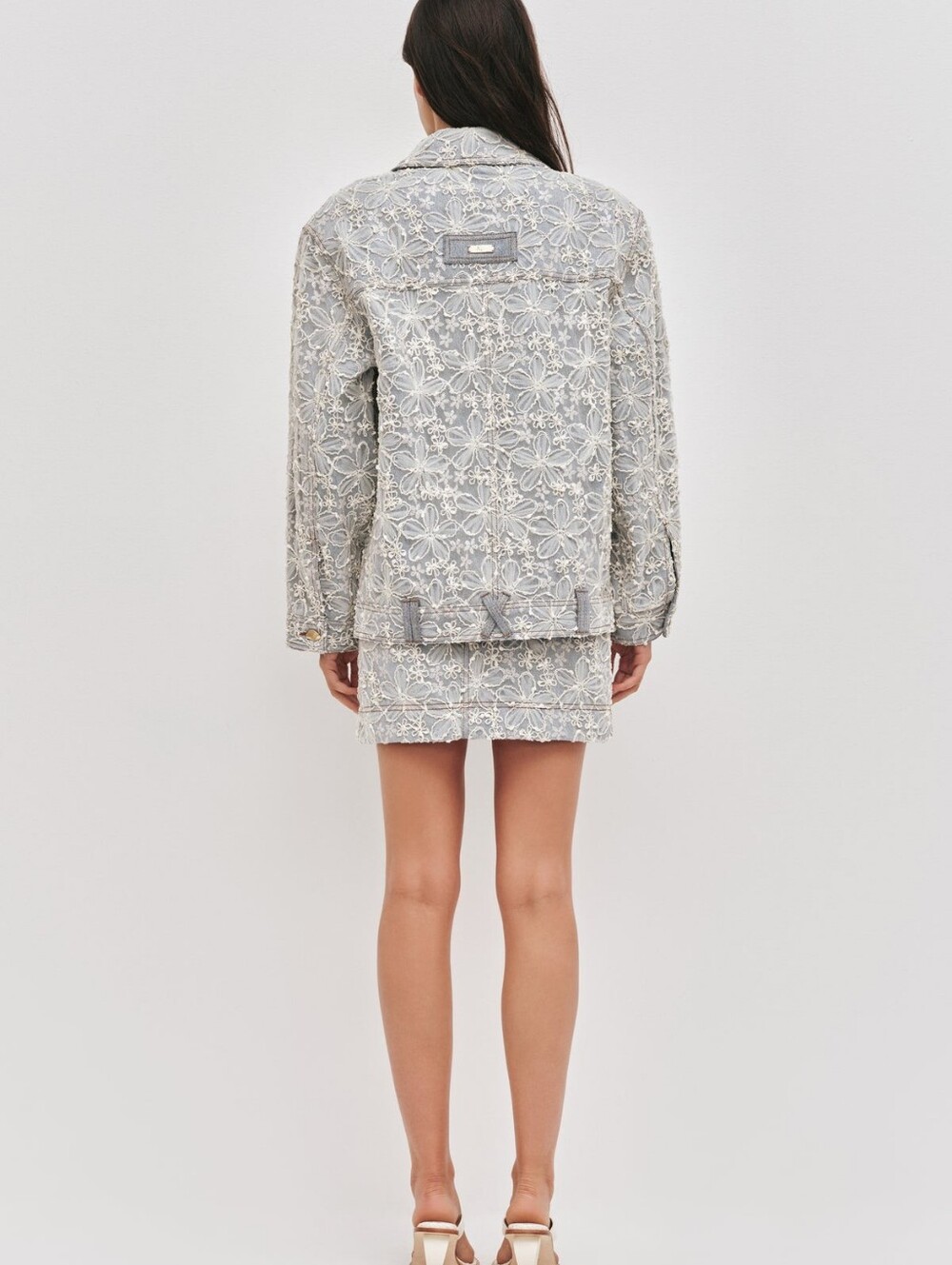 Aje Bloom Lace Denim Jacket View 6